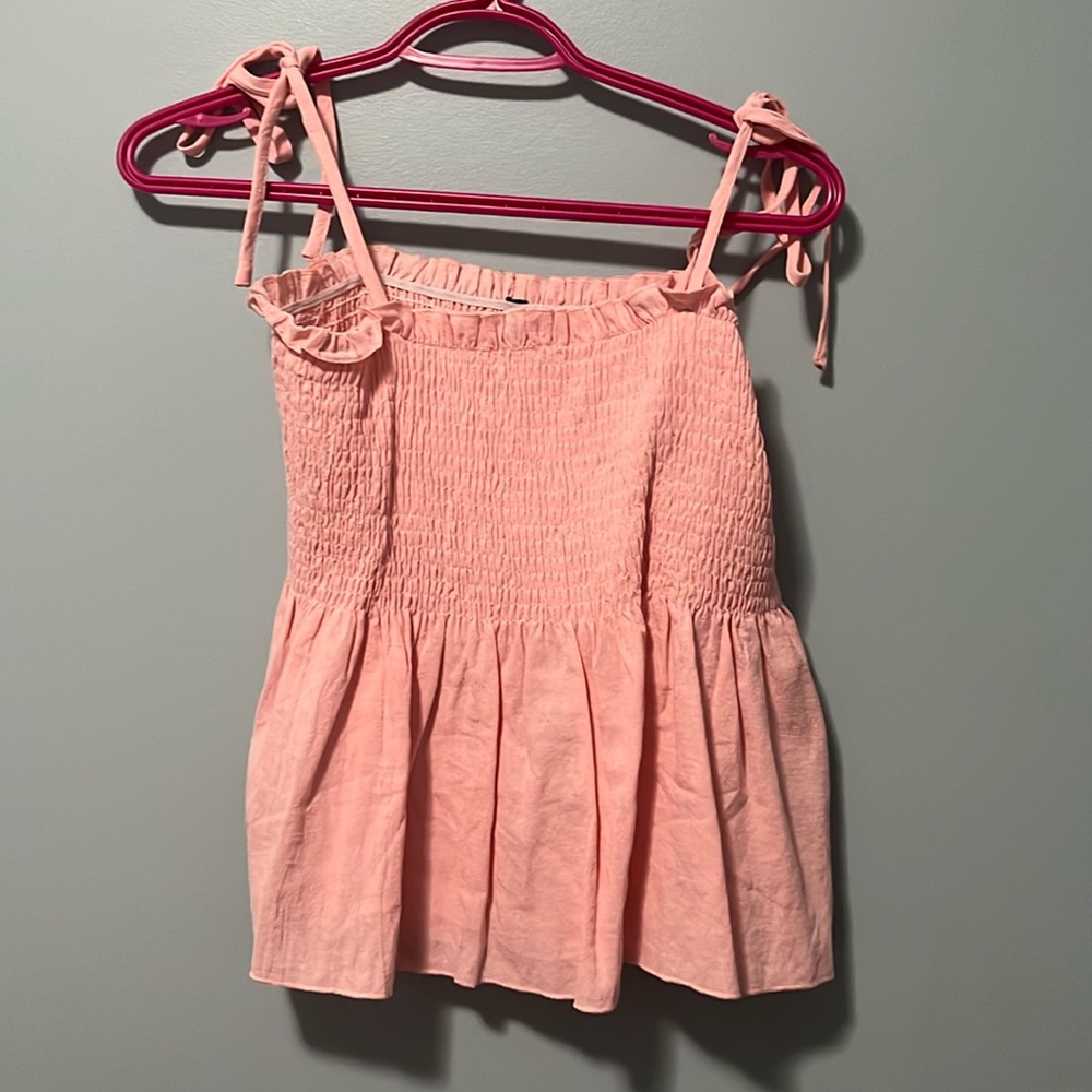 Pink tank top tie straps